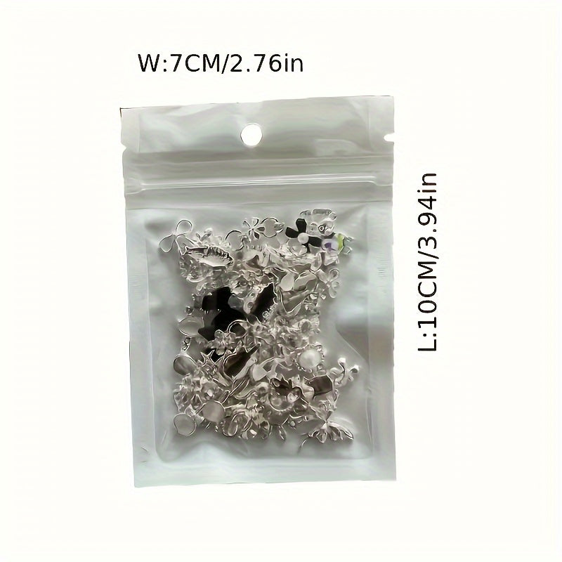 30pcs Luxury Alloy Nail Charms Golden/Silvery Random Mixed Nail Art Decorations Glitter Crystal Gems Rhinestones Alloy Nail Charms